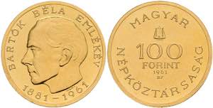 Hungary 100 forint, Gold, 1961, 80. Birthday ... 