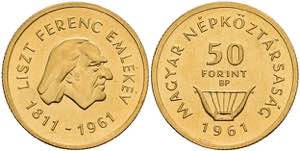 Hungary 50 forint, Gold, 1961, 150. Birthday ... 
