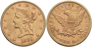 Coins USA 10 Dollars, Gold, 1880, freedom ... 