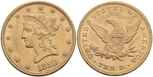 USA 10 Dollars, Gold, 1880, Liberty Head, ... 