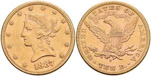 Coins USA 10 Dollars, Gold, 1887, freedom ... 