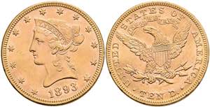 USA 10 Dollars, Gold, 1893, Liberty Head, ... 