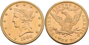 Coins USA 10 Dollars, Gold, 1906, freedom ... 