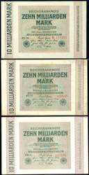 Deutsche Reichsbanknoten 1874-1945 3x 10 ... 