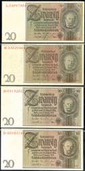 Deutsche Reichsbanknoten 1874-1945 4x 20 ... 