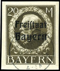 Bavaria 3 Pfg - 20 M. Freistaat Bayern, cut, ... 