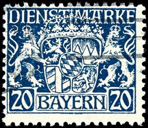 Bavaria Official Stamps 20 Pfg. Dark ... 