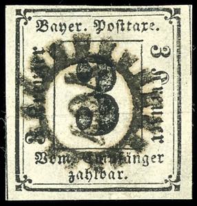 Bavaria Postage Due Stamps 3 Kr. Black, neat ... 
