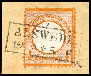 Deutsches Reich 1/2 Gr. orange, kleiner ... 
