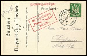 Deutsches Reich Segelflugpost Mühlhausen ... 
