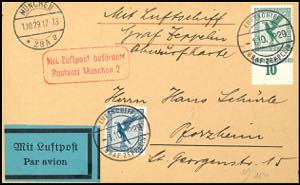 Zeppelinpost nach Sieger 1929, Bayernfahrt, ... 