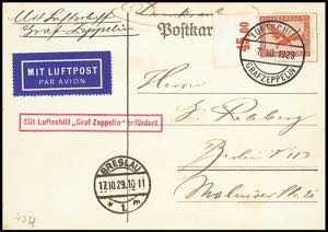 Zeppelin Mail Silesia trip, board mail with ... 