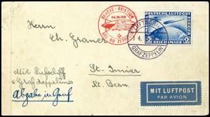 Zeppelin Mail 1930, fligth with landing to ... 