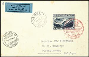 Zeppelin Mail 1931, trip Vaduz Lausanne, ... 