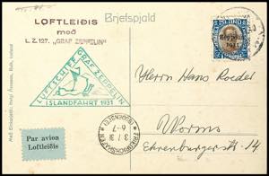 Zeppelin Mail 1931, Iceland flight, ... 