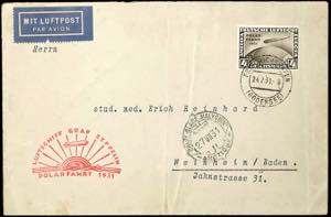 Zeppelin Mail 1931, Polar travel, posting ... 