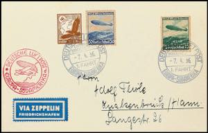 Zeppelinpost nach Sieger 1. SAF 1936, Brief ... 