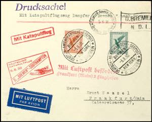 Katapultpost 1930, D. Bremen 6.8., Umschlag ... 
