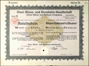 German Colonies/P.Os Share: Otavi Mines and ... 