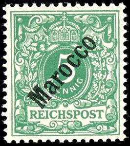 Morocco 5 Pf with oblique overprint ... 