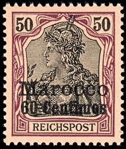 Morocco 50 penny Reichspost with overprint\ ... 