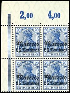 Deutsche Post in Marokko 25 C auf 20 Pf. ... 