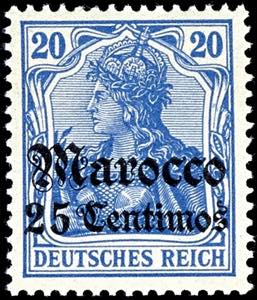 Deutsche Post in Marokko 20 Pfennig Germania ... 