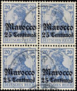 Deutsche Post in Marokko 25 C. a. 20 Pfg ... 
