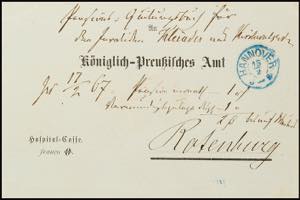 Hannover Ortsstempel HANNOVER 15/2 (1867) ... 