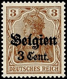 Belgium 3 cent on 3 Pfg Germania, a-colour, ... 