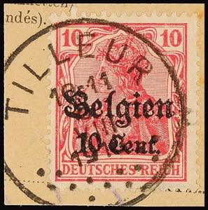 Belgien Stempel TILLEUR 5 VIII 1916, klar ... 