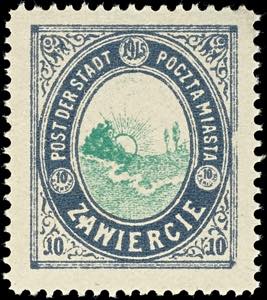 Zawiercie City postal service stamp 10 F / ... 