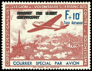 France F+10 F. Red airmail vignette with ... 
