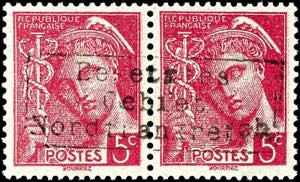 Dunkirk 5 C. Postal stamp, horizontal pair ... 