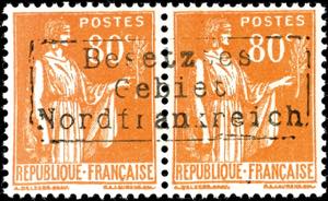 Dunkirk 80 C. Postal stamp blackish orange, ... 