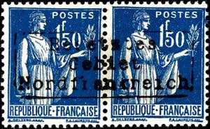 Dunkirk 1, 50 Fr. Postal stamp dark blue in ... 