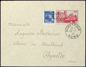 Dunkirk 10 C. Postal stamp Merkur head and ... 
