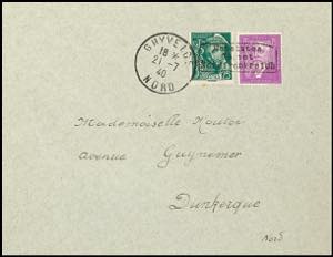Dunkirk 25 C. Postal stamp \Merkur head\ ... 