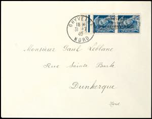 Dunkirk 50 C. Postal stamp \Merkur head\ ... 