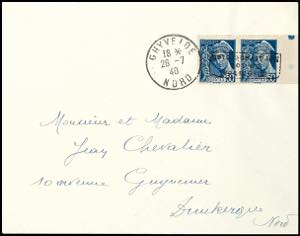 Dunkirk 50 C. Postal stamp \Merkur head\ ... 