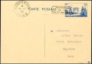 Dunkirk Postal stationery postcard 80 C. ... 
