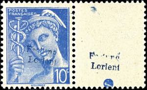 Lorient Fortress 50 cent postal stamp pale ... 