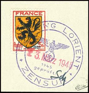 Lorient Fortress 5 Fr. Postal stamp ochre / ... 