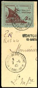 St. Nazaire 2 Fr. Chamber of commerce stamp, ... 
