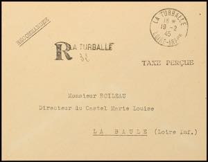 St. Nazaire 1945, barfranked letter inside ... 