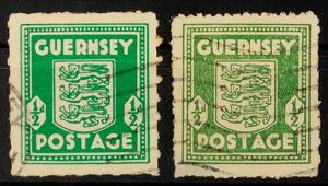 Guernsey 1 / 2 d, 2 stamps in the colours ... 