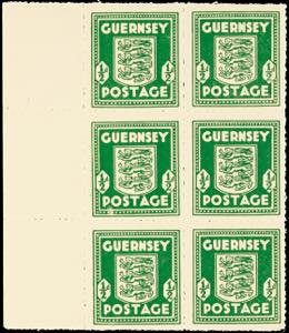 Guernsey 1 / 2 d block of six from the ... 