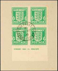 Guernsey 1 / 2 d block of four from the ... 