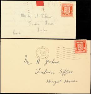 Guernsey 1 d red on 2 printed matters with ... 