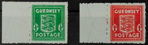 Guernsey 1 / 2 d and 1 d on blueish money ... 